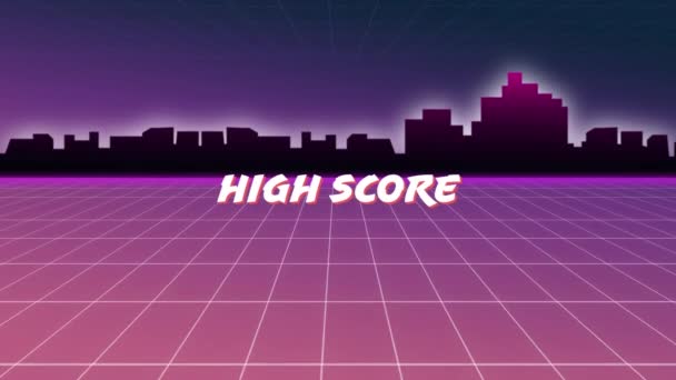 Digitale Animation Einer Highscore Aus Einem Arcade Spiel Der Hintergrund — Stockvideo