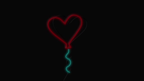 Bir Led Işık Kalp Balonu Tabela Dijital Animasyon Led Işık — Stok video