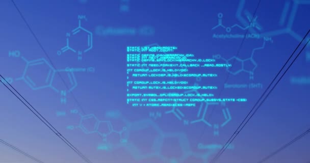 Cyfrowa Animacja Struktur Chemicznych Kodów Programów Pojawiających Się Ekranie Tło — Wideo stockowe