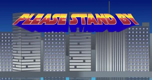 Digitális Animáció Egy Kérjük Stand Aláírása Nagyítás Képernyőn Míg Háttérben — Stock videók