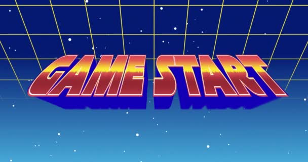 Digital Animation Game Start Sign Zooming Screen While Background Shows — Stock Video