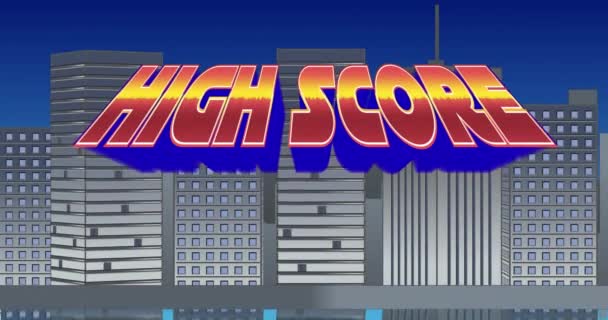 Animation Numérique Panneau High Score Zoomant Sur Écran Tout Clignotant — Video