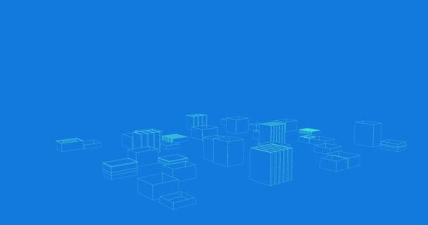 Digitale Animation Virtueller Gebäude Einer Stadt Die Sich Auf Dem — Stockvideo