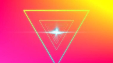 Turuncu ve pembe arka planda ekrana doğru hareketli üçgenler animasyonu