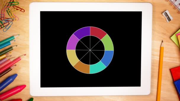 Animazione Cerchio Con Colori Visualizzati Una Tavoletta — Video Stock