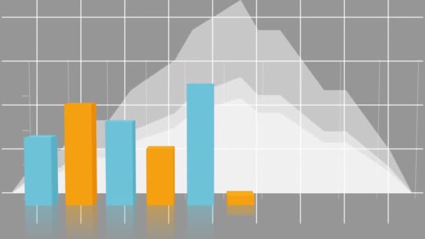 Animace Grafů Statistik Pohybujících Mřížce Pohybující Šedém Pozadí — Stock video