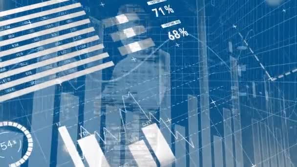 Animación Gráficos Estadísticas Movimiento Con Personas Segundo Plano — Vídeo de stock