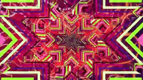 Animation Colorful Kaleidoscope Abstract Stars Moving Rotating — Stock Video
