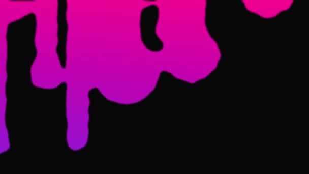 グラデーションピンクと紫の塗料が垂れ下がり 黒い背景に単一のスプラットのアニメーション — ストック動画