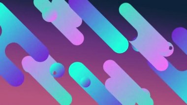 Animasyon paralel satır kapsül, dairesel ve h şekiller mavi ve pembe tonları çapraz bir degrade mor arka plan girerken, dikey dönüm ve ekranın üst ve alt bırakarak