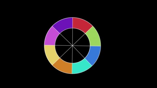 Animation Cercle Blanc Qui Apparaît Tourne Remplit Couleurs Disparaît Sur — Video