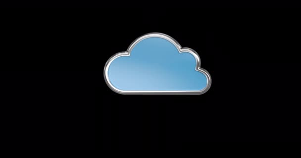 Animación Digital Icono Nube Azul Moviéndose Arriba Abajo Pantalla Sobre — Vídeos de Stock