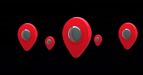 Ψηφιακή Κινούμενη Εικόνα Του Κόκκινου Χάρτη Καρφίτσες Γκρι Κύκλο Στη — Αρχείο Βίντεο