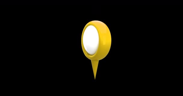 Animation Numérique Une Icône Broche Carte Jaune Avec Cercle Blanc — Video