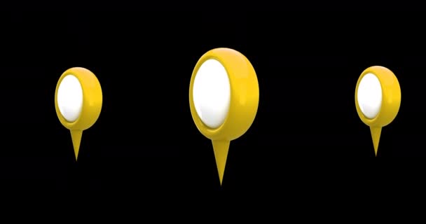 Digitale Animatie Van Gele Kaart Pinnen Met Witte Cirkel Het — Stockvideo