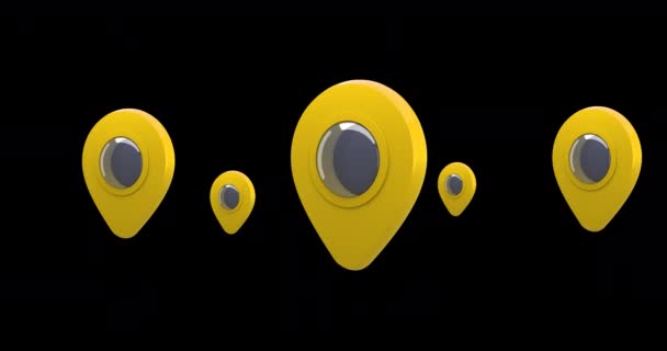 Цифровая Анимация Желтых Штрихов Карты Движущихся Экрану Чёрном Фоне — стоковое видео