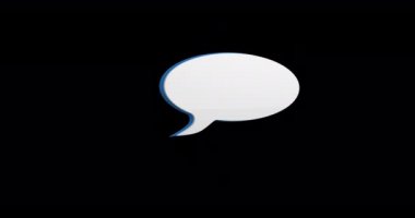 Siyah arka plana karşı hareket eden beyaz mesaj kabarcık simgesinin dijital animasyonu