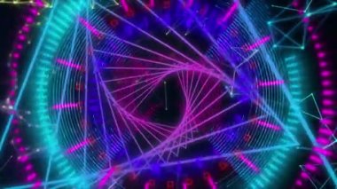 Farklı şekiller ve desenler dijital animasyon. Desenler ön planda giderek görülür