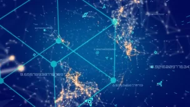 Animation Numérique Réseau Lignes Connectées Flottant Dans Espace Certaines Lignes — Video