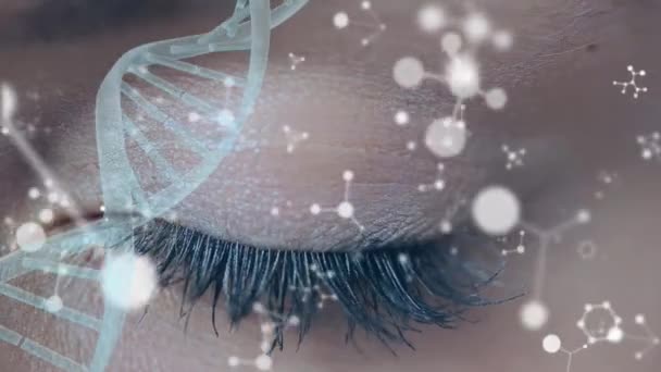 Composto Digital Fim Olho Estruturas Moleculares Primeiro Plano Uma Hélice — Vídeo de Stock