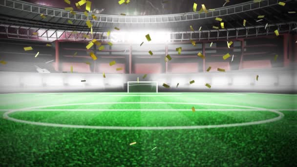 Digitale Animatie Van Een Stadion Met Een Doeltekst Het Veld — Stockvideo