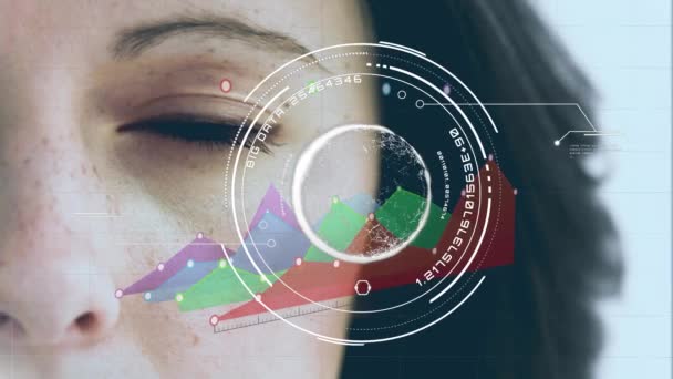 Compuesto Digital Abertura Los Ojos Una Mujer Caucásica Color Claro — Vídeos de Stock