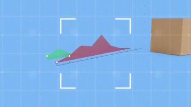 Kare desenler ile ekranda hareketli bir kahverengi kutu açılış ve renkli grafikler dijital animasyon