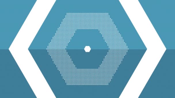 Digitale Animatie Van Hexagon Wit Verschillende Tinten Blauw Uitzoomen Het — Stockvideo