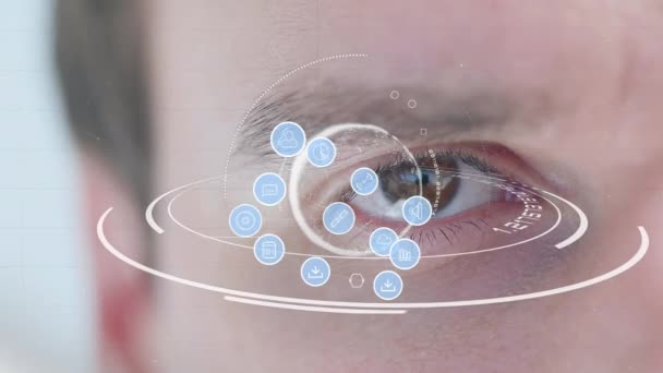 Animation Numérique Différentes Icônes Application Cercles Reliés Par Des Lignes — Video