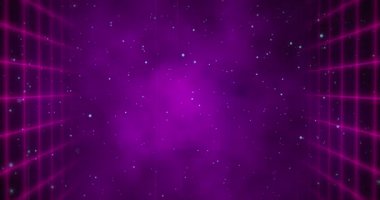 Merkezi 4k mor sis ile evrenin arka plan üzerinde hareket mor kare duvarların animasyon
