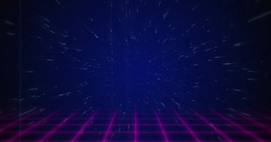 Pembe kare zemin 4k üzerinde mavi arka plan gelen beyaz parçacık Animasyon