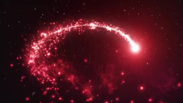 Animación Luz Roja Volando Todas Direcciones Mientras Hacen Partículas Rojas — Vídeos de Stock