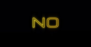 Siyah arka plan 4k karşı Ortaya Çıkan sarı No neon billboard Animasyon