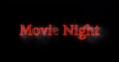Siyah arka plan 4k karşı Yükselen turuncu Film Gecesi neon billboard Animasyon
