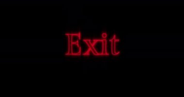 Siyah arka plan 4k karşı Yükselen kırmızı Exit neon billboard Animasyon