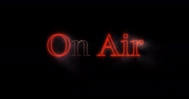 Siyah arka plan 4k karşı kırmızı Emerging On Air neon billboard Animasyon
