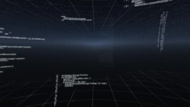 Siyah ekrana karşı hareket eden bilgisayar kodlarının animasyonu