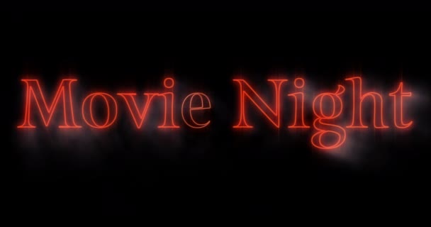 Animation Emerging Red Movie Night Neon Billboard Black Background — Stock Video