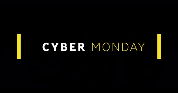 Animation White Yellow Cyber Monday Text Appearing Black Screen — Stock Video