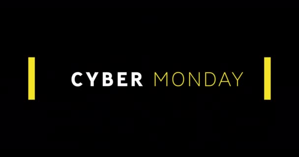 Animation Von Weißem Und Gelbem Cyber Monday Text Auf Schwarzem — Stockvideo