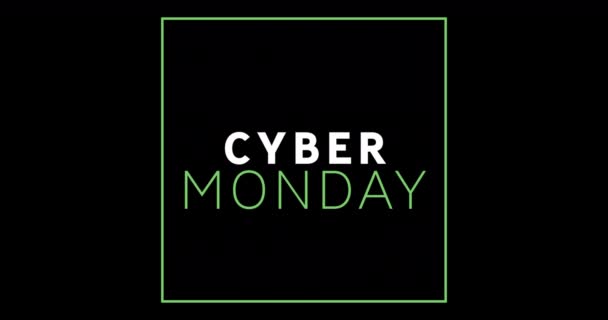 Animation Von Weißem Und Grünem Cyber Monday Text Auf Schwarzem — Stockvideo