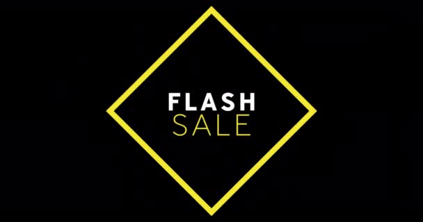 Animation Texte Flash Sale Blanc Jaune Apparaissant Contre Écran Noir — Video