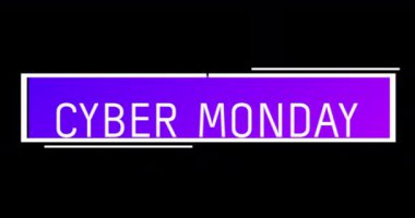 Siyah ekran 4k karşı görünen beyaz ve yeşil Cyber Pazartesi metin Animasyon