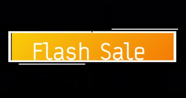 Animation Texte Flash Sale Blanc Orange Apparaissant Sur Écran Noir — Video