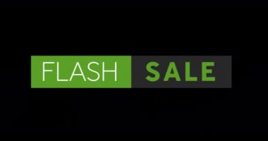 Siyah ekran 4k karşı görünen Beyaz ve yeşil Flash Satış metin Animasyon
