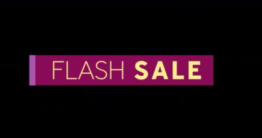 Siyah ekran 4k karşı Flash Satış metni ile Mor şerit Animasyon