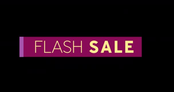 Анимация Фиолетовой Ленты Текстом Flash Sale Фоне Чёрного Экрана — стоковое видео