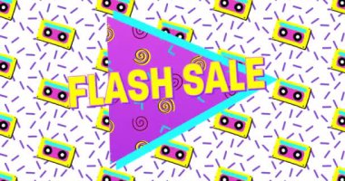 Retro Seksenler Stil Bold Flash Satış Reklam Animasyon görünen ve 4k hareketli