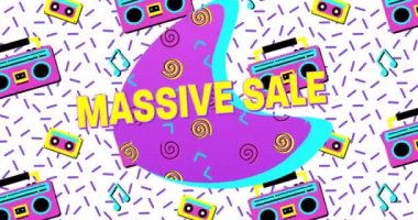 Retro Seksenler Stil Bold Massive Satış Reklam Animasyon görünen ve 4k hareketli