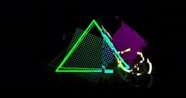 Siyah arka plan 4k karşı neon şekilli Retro Seksenler tarzında Satış reklam Animasyonu